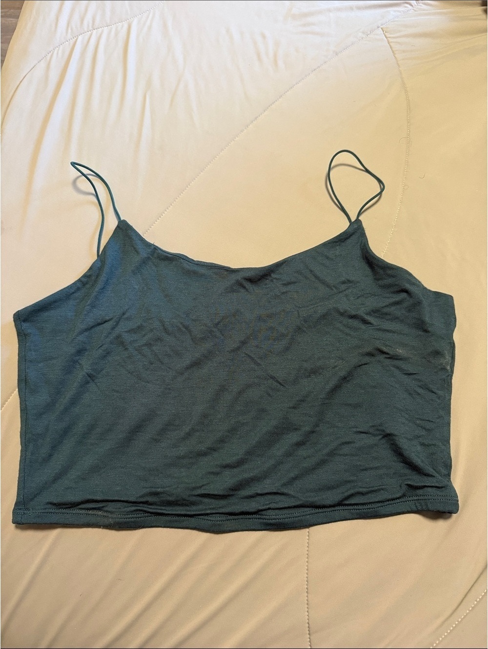 Garage Teal Spaghetti Strap Crop Camisole
